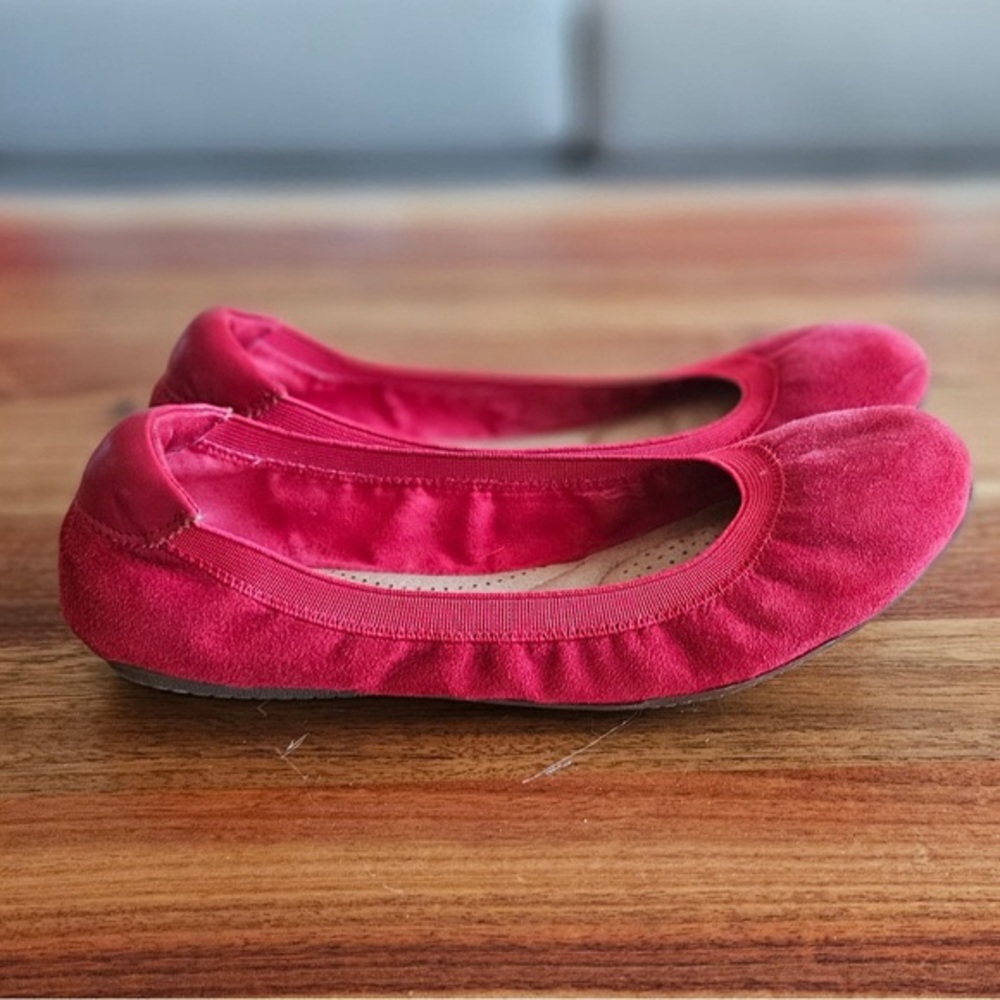 Lands’ End Red Suede Ballet Flats Size 8